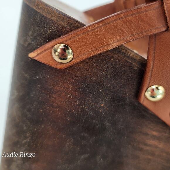 Celine Wooden Platform Wedge Sandals Tan Leather Gold Studs 37 (US 7) - Picture 17 of 17